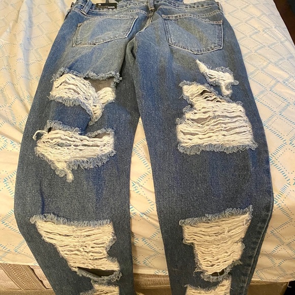 Denim Distressed Overalls - Picture 2 of 7